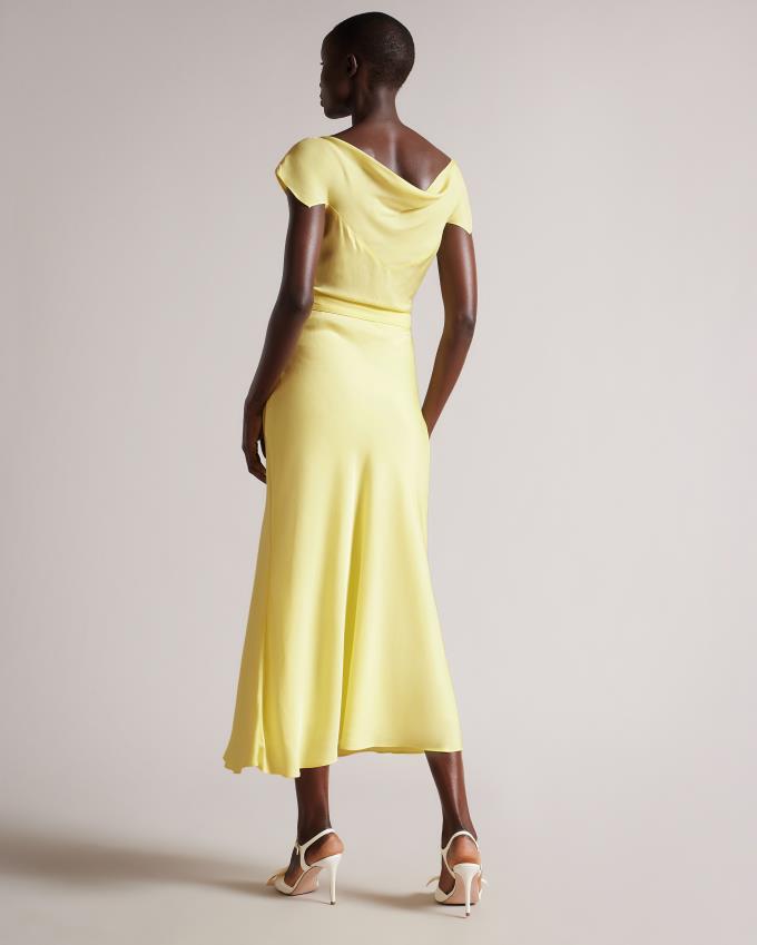 Peignoir Ted Baker V Neck Bias Cut Midi Jaune Clair Femme | NRN-02474157